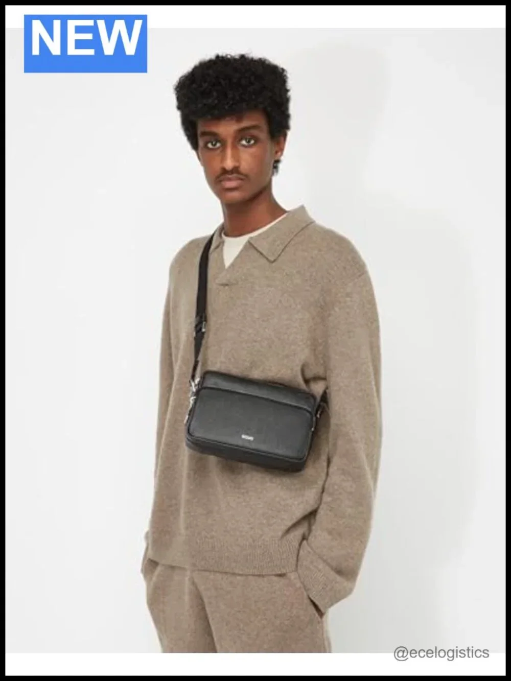 ECCO Camera Crossbody Bag Pebbled Leather Small Adjustable Strap